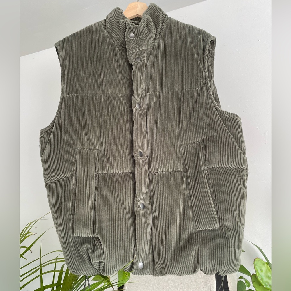 Zara Moss Green Corduroy Men’s Jacket Vest